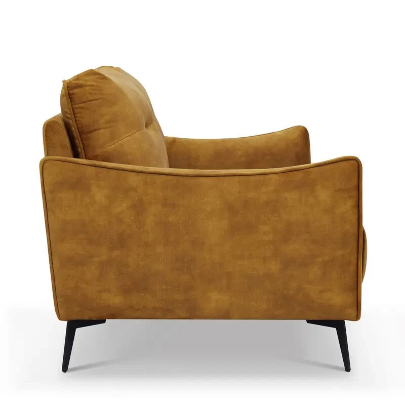 3 Seater Gold Velvet Sofa Modern Tufted Cushions Metal Legs Luxury