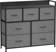 7 Drawer Chest Slate Grey Fabric Storage Cabinet Modern Bedroom Dresser