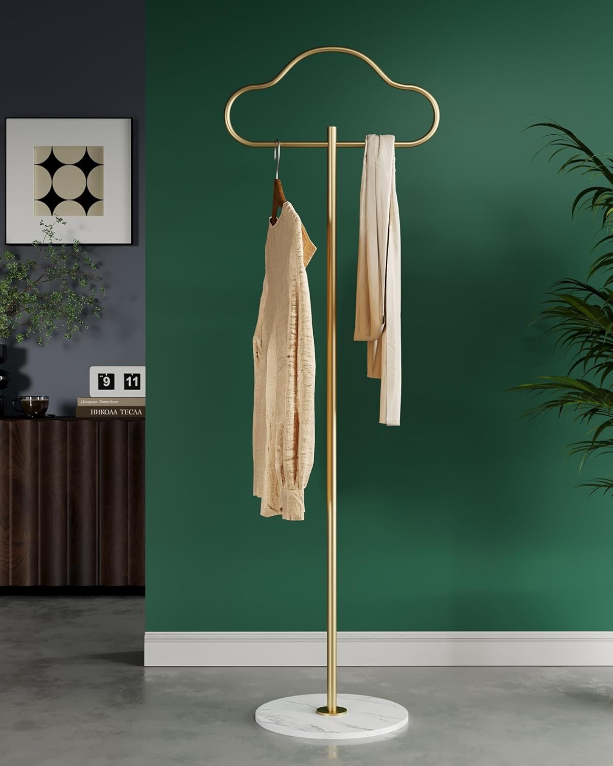 Gold Metal Coat Stand | Modern Free Standing Clothing Rack for Bedroom