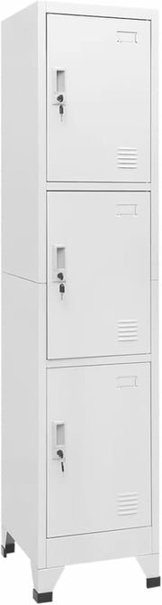 3 Door Metal Locker Cabinet Lockable Steel Storage Cupboard Office Gym 180cm