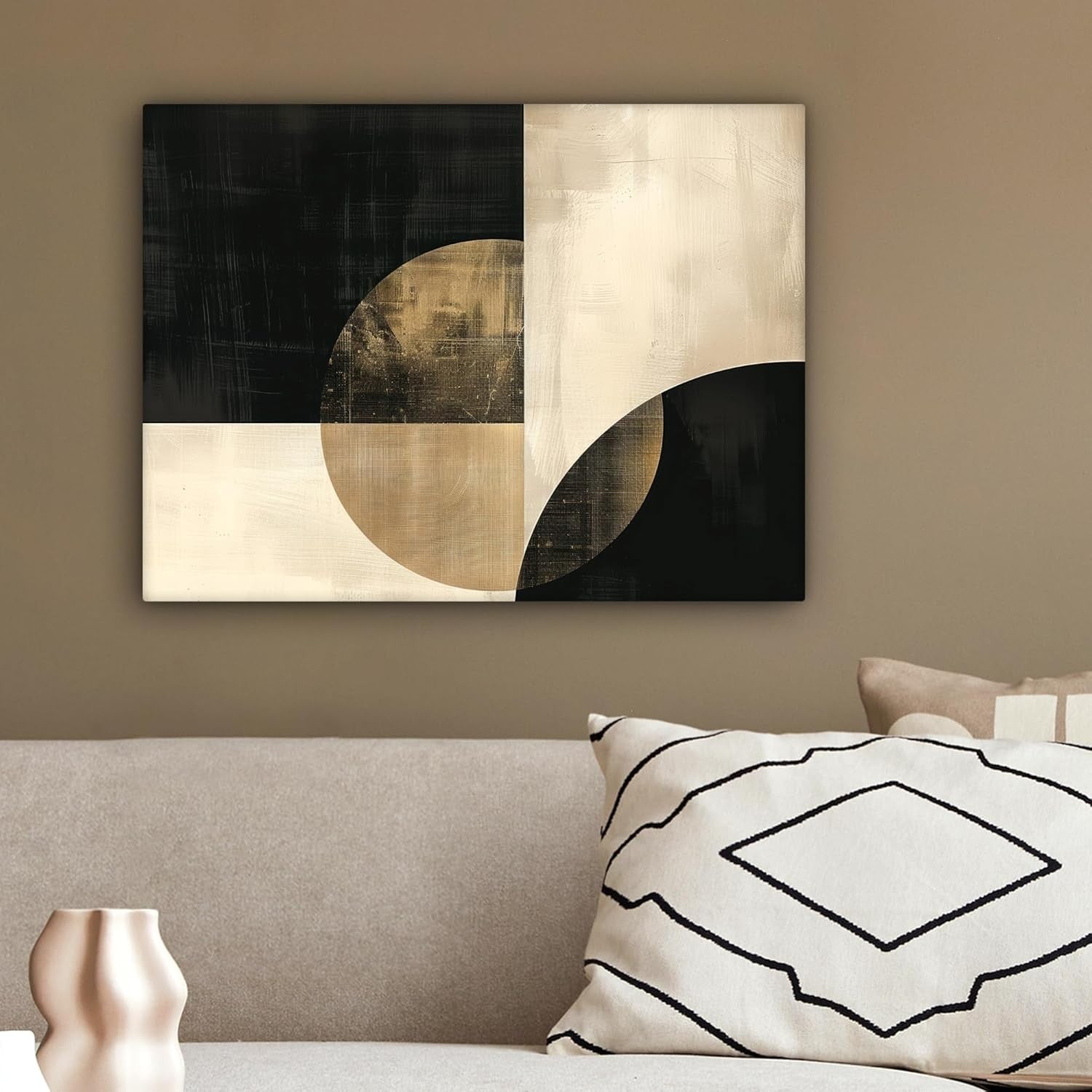 Black Gold Abstract Canvas Wall Art 40x30cm Framed Print