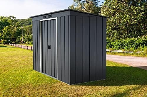 Metal Garden Storage Shed 8x4ft Pent Roof Waterproof Outdoor, Shed Anthracite