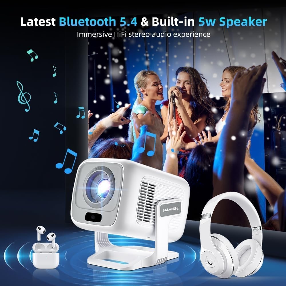 4K Smart Projector 1080P 15000L WiFi 6 Bluetooth Auto Focus