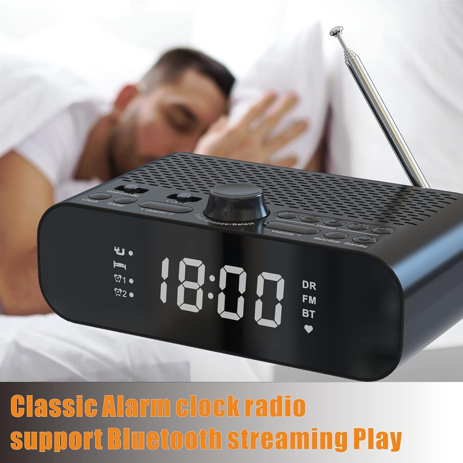 DAB DAB+ FM Digital Alarm Clock Radio Bluetooth Speaker Dual Alarm LED