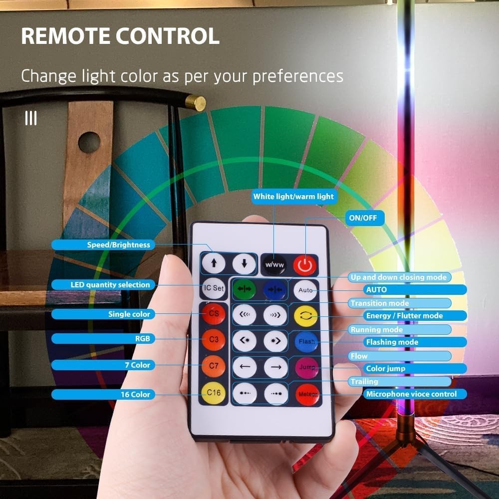 Smart RGB Corner Floor Lamp App Remote Dimmable LED Mood Lighting