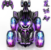 360° Flip RC Car for Kids 3-9 – All-Terrain Remote Control Toy w/ Lights, USB