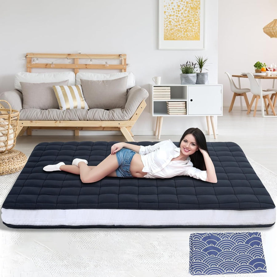 10cm Foldable Memory Foam Futon Mattress Double Bed Roll Up Tatami