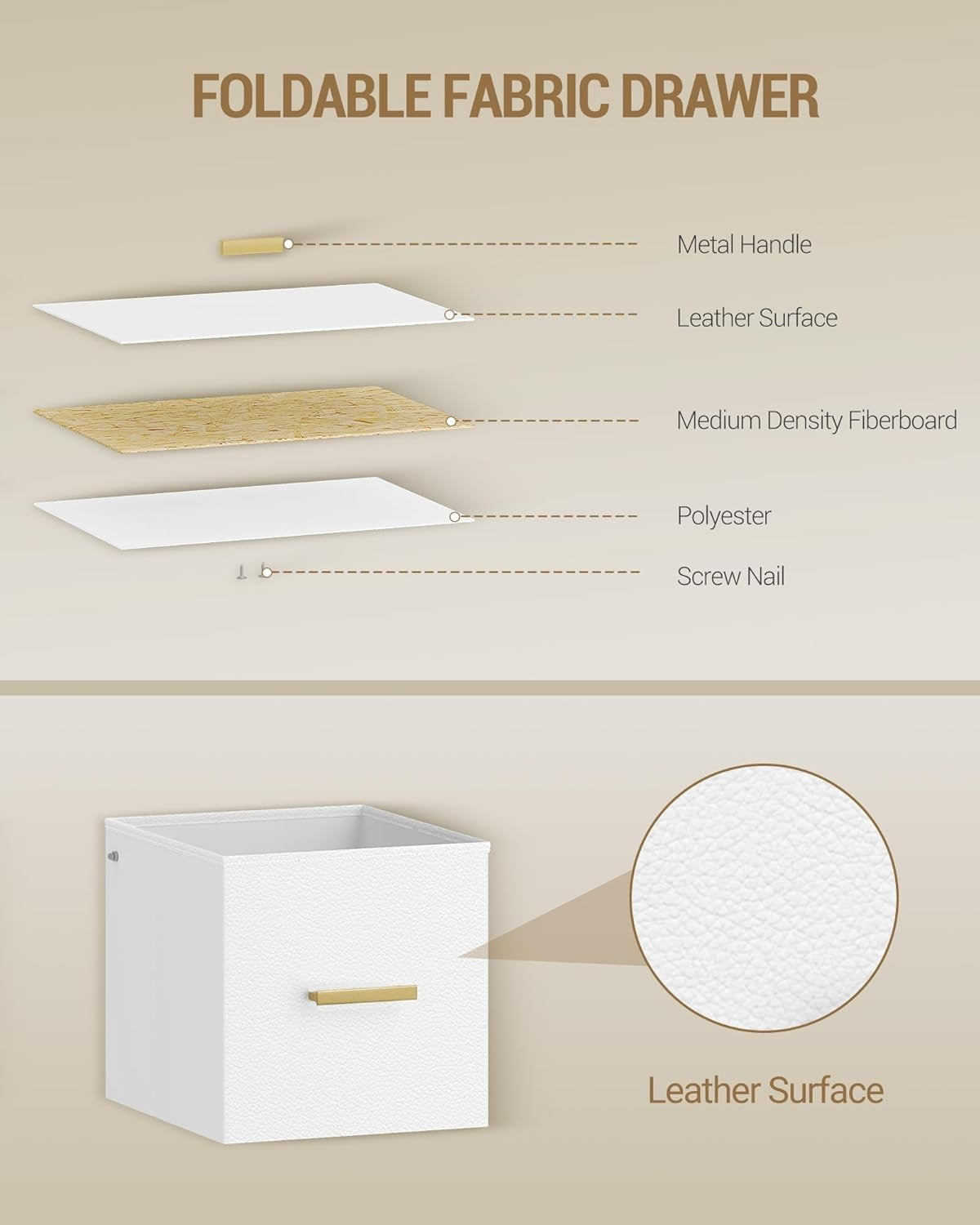 Slim White Bedside Table with Fabric Drawer – Modern Narrow Nightstand with Shel