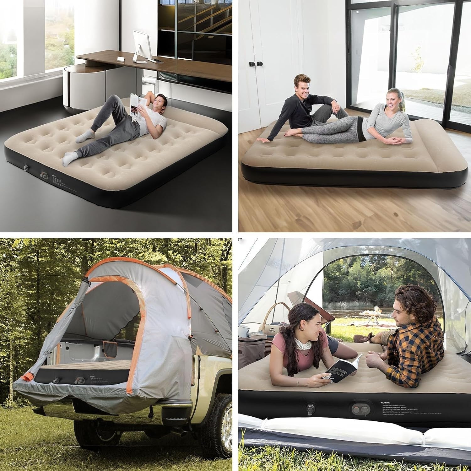 Small Double Air Mattress with Built-In Pump, Pillow & USB Port