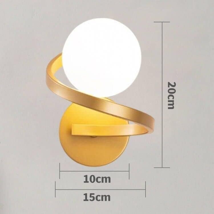 Golden Spiral Glass Ball Wall Light, Modern LED Sconce for Bedroom