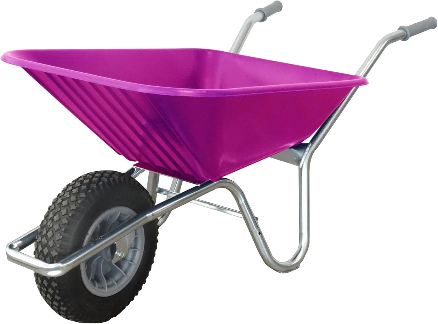 110L - Pneumatic Tyre Wheelbarrow - Green - Alloy Frame, PP Tray, 150kg Load