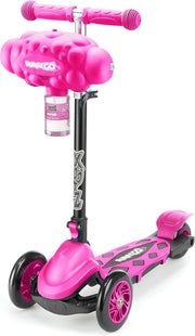 Kids 3 Wheel Bubble Scooter Foldable Tilt Turn Pink Age 3+
