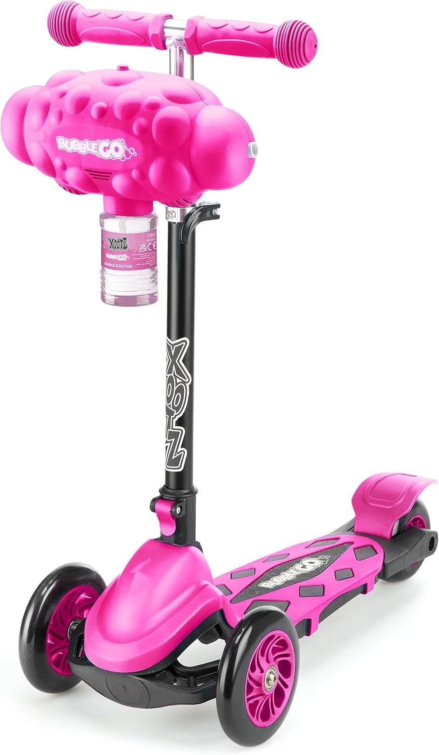 Kids 3 Wheel Bubble Scooter Foldable Tilt Turn Pink Age 3+