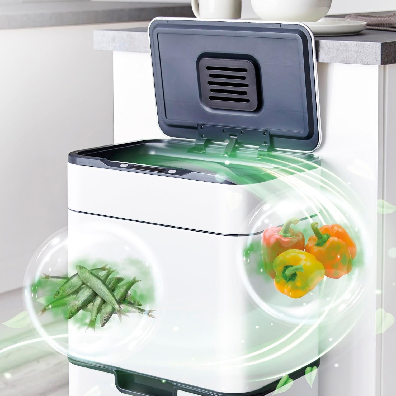 50L Touchless Recycling Bin | Automatic Sensor Trash Can White