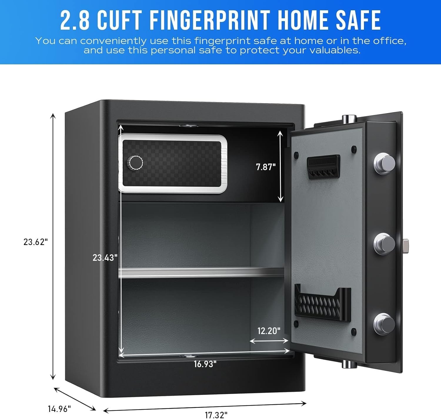 80L Biometric Fingerprint Safe Touch Screen Security Box