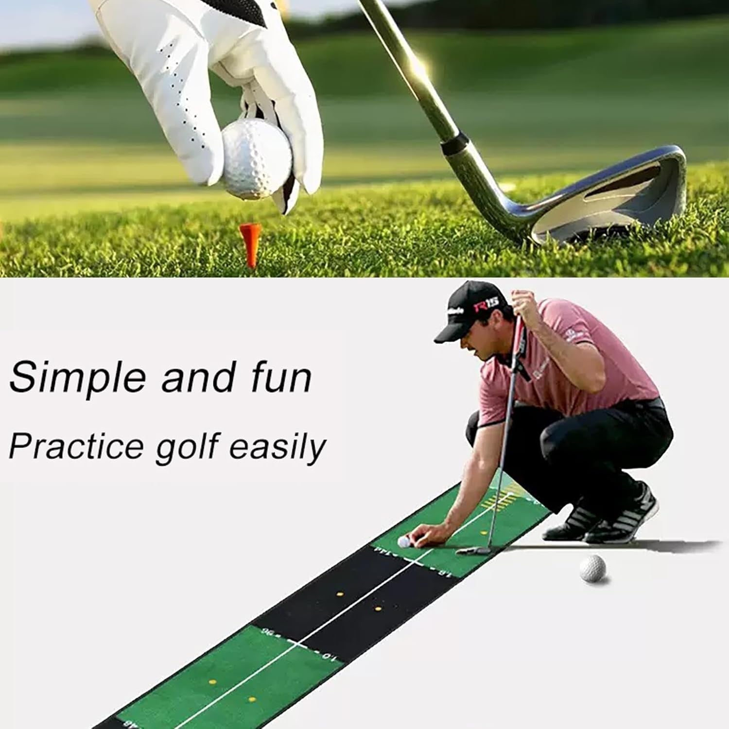 Large Golf Putting Practice Mat Indoor Outdoor Wide Training Green Distance