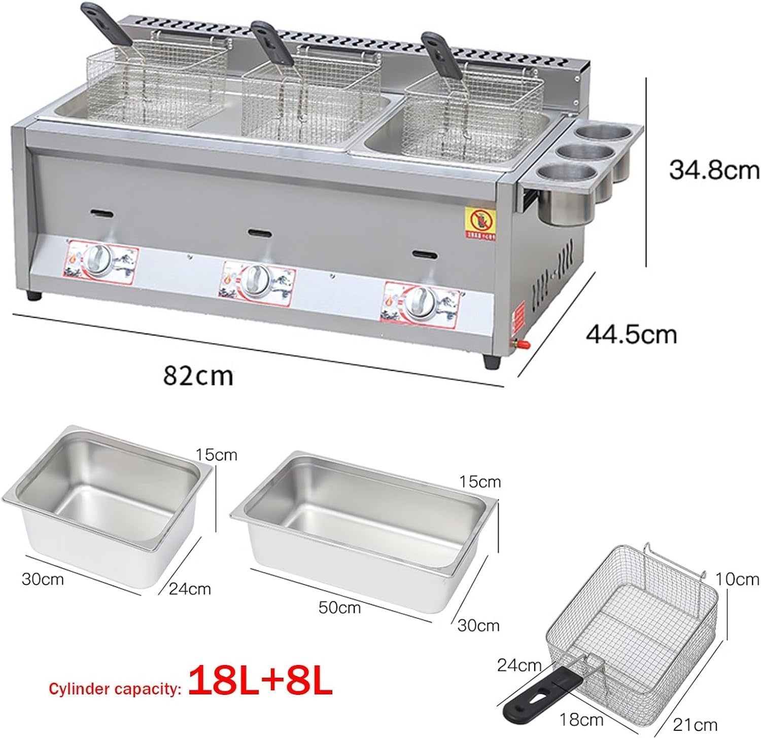 Tabletop Gas Deep Fryer Dual Basket Stainless Steel 26L Commercial