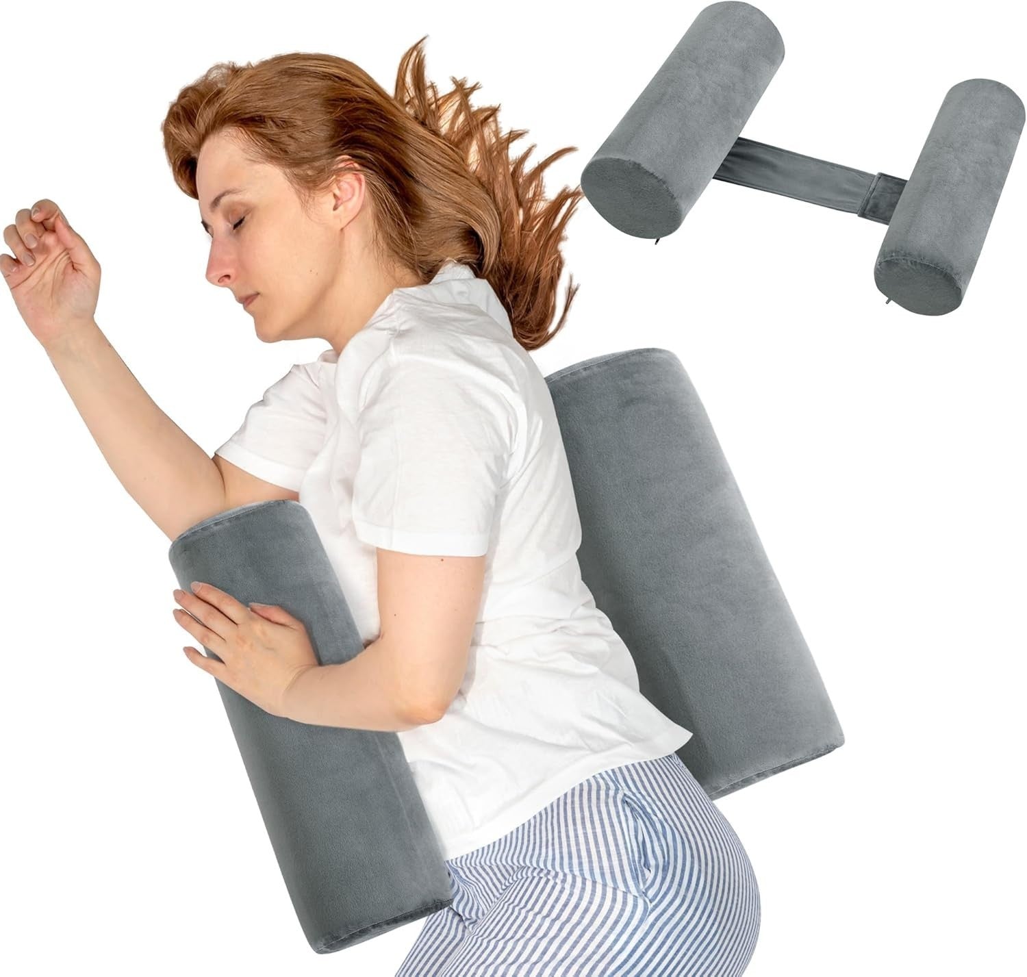 Side Sleeper Body Pillow Roll Bolster Memory Foam Back Support Cylinder Pillow