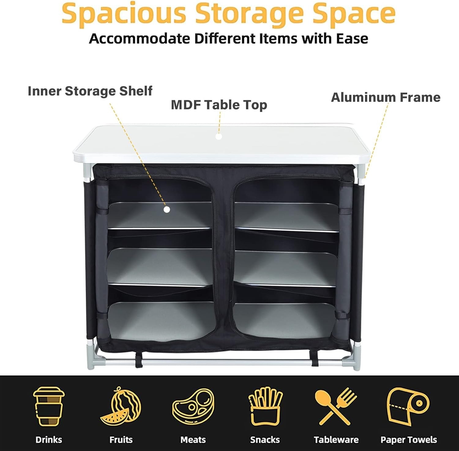 Portable Outdoor Camping Kitchen Unit with Storage, Foldable, Lightweight