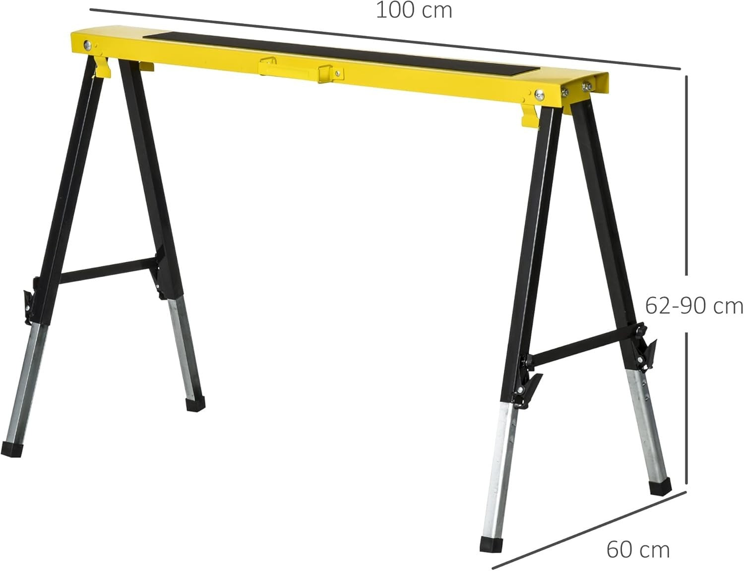 2x Adjustable Folding Sawhorse Workbench Metal Trestles Non-Slip EVA Top 100kg