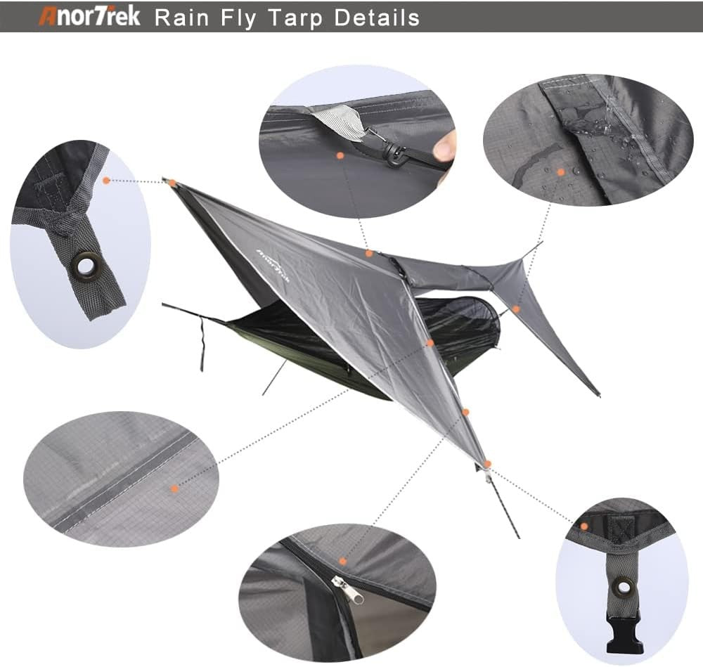 Camping Hammock Tent Green 2-Person | 118x78in Bug Net & 138x114in Rainfly