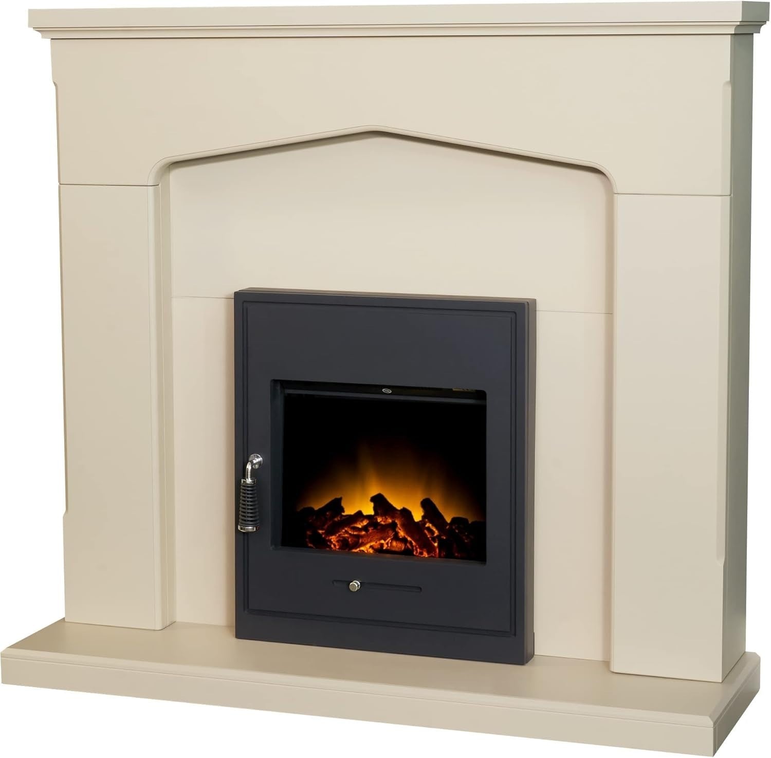 Stone Effect Electric Fireplace with Black Inset Stove & Remote Control