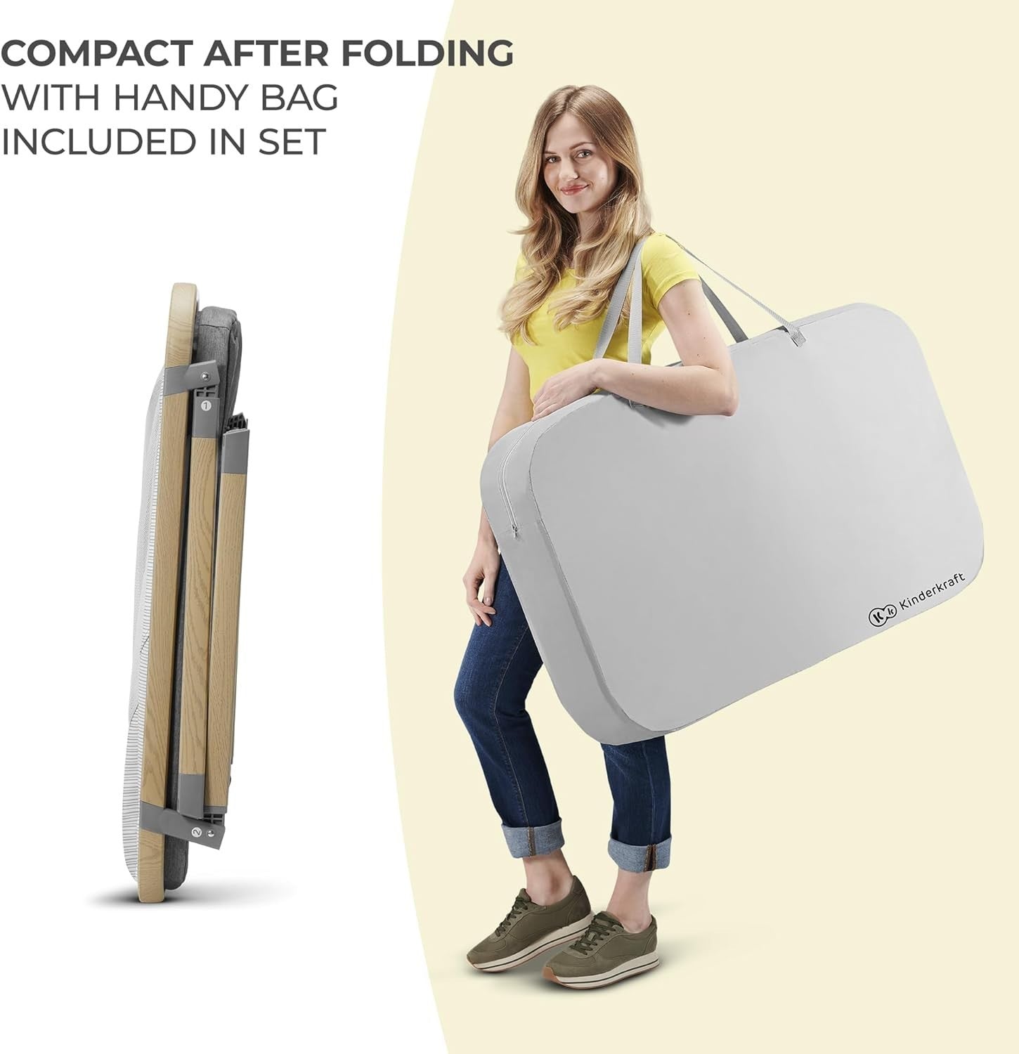 4in1 Travel Cot Playpen Cradle with Mattress Bag Quick Folding 41.3x63x71cm
