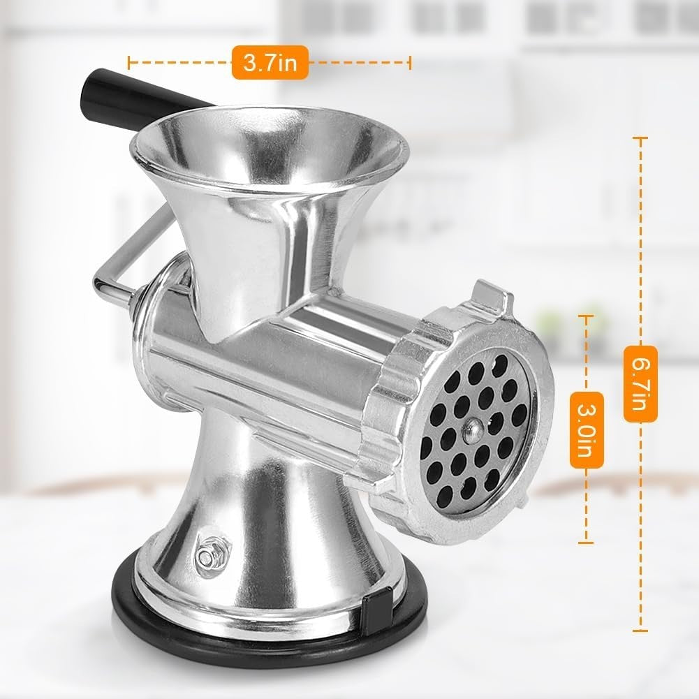 Manual Meat Grinder Sausage Stuffer Aluminium Hand Mincer Silver