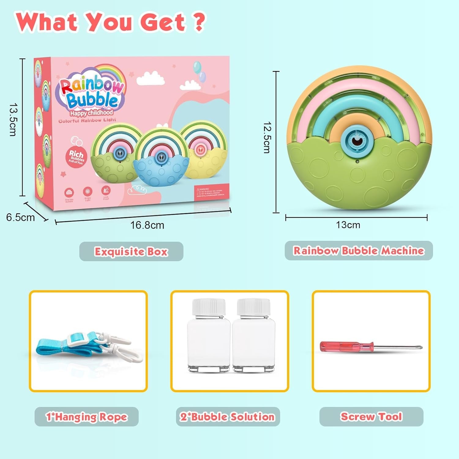 Rainbow Bubble Machine 1500 Bubble With Solution