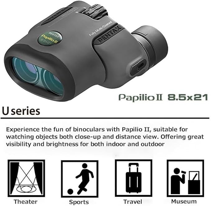 8.5x21 Compact Close Focus Binoculars HD Bak4 Prism Travel Outdoor Viewing