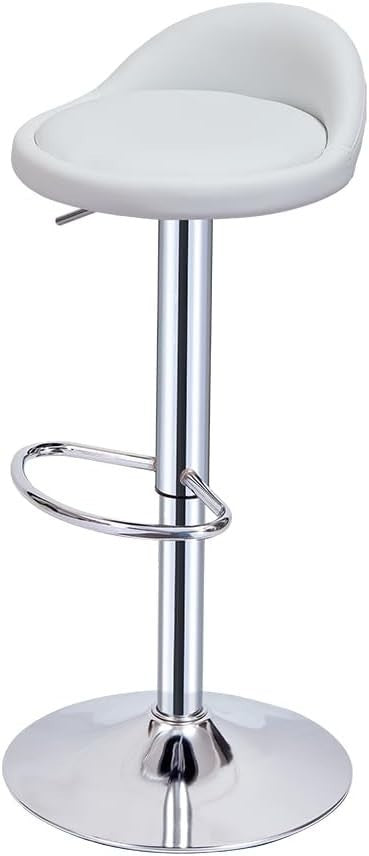 Adjustable Swivel Bar Stools Set of 2 Faux Leather Counter Chairs White