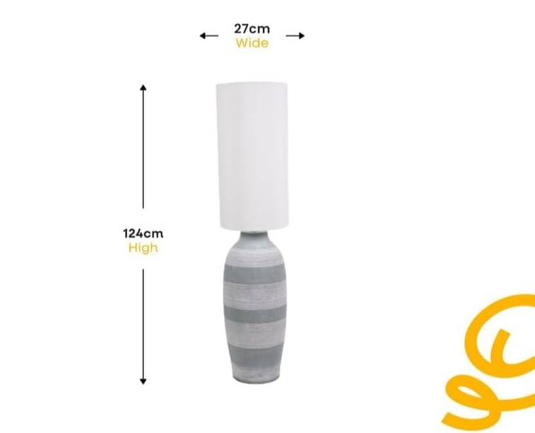 Modern Ceramic Floor Lamp with Fabric Shade & LED Bulb, 150cm Tall