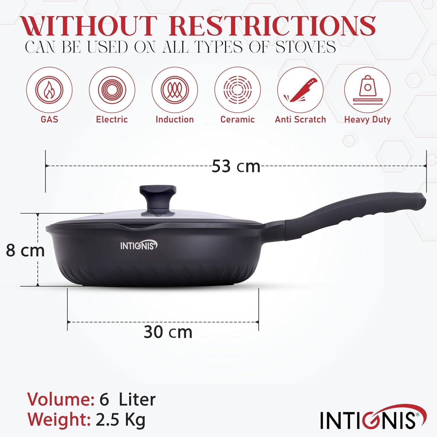 30cm Black Deep Non Stick Frying Pan with Lid  3in1 Skillet Sauté Pan & Mini Wok