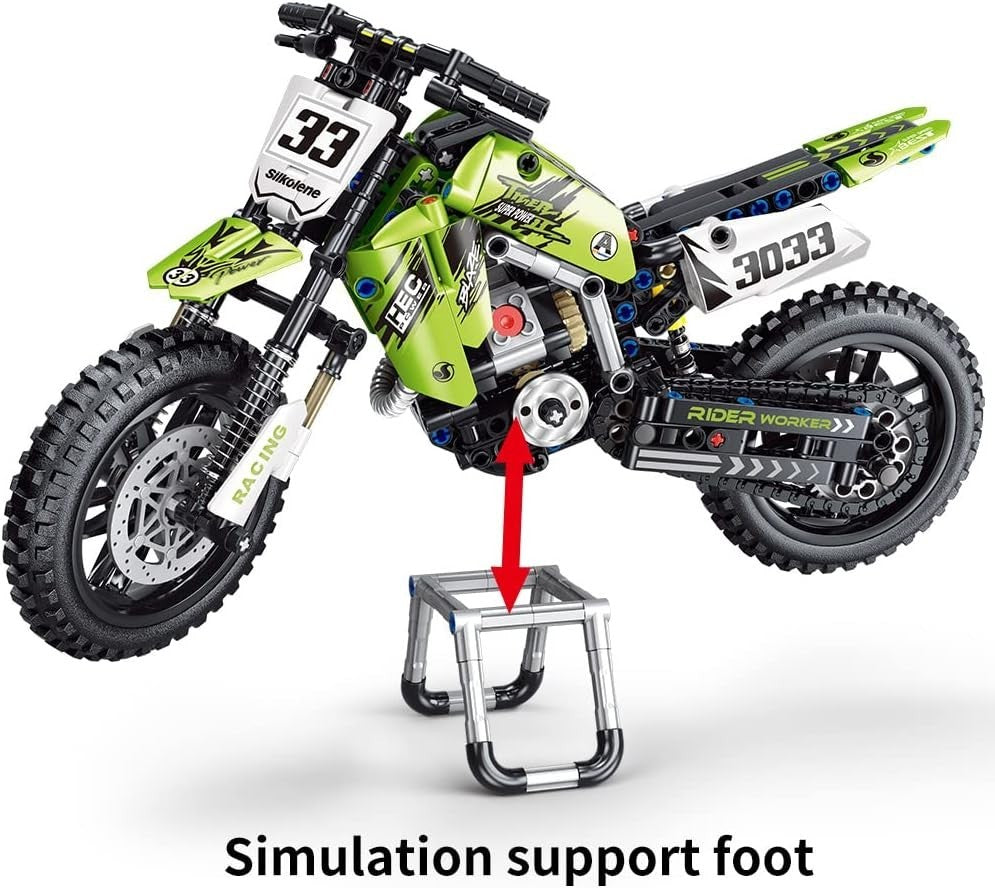 476PCS Dirt Bike Building Kit | Realistic Motorcycle Model | STEM Gift for Kids