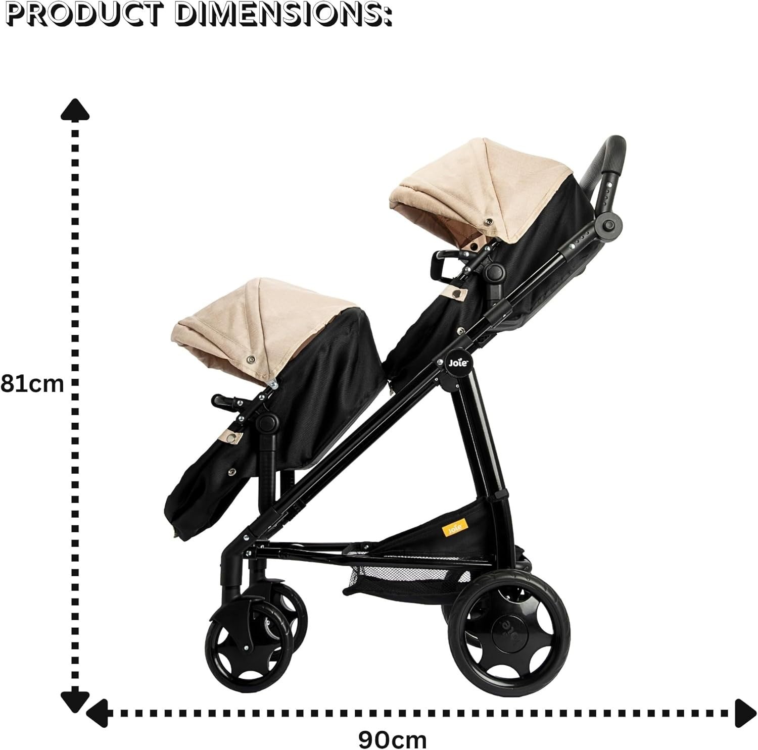 Double Dolls Pram Twin Pushchair Toy, Adjustable Handle, Fold Flat