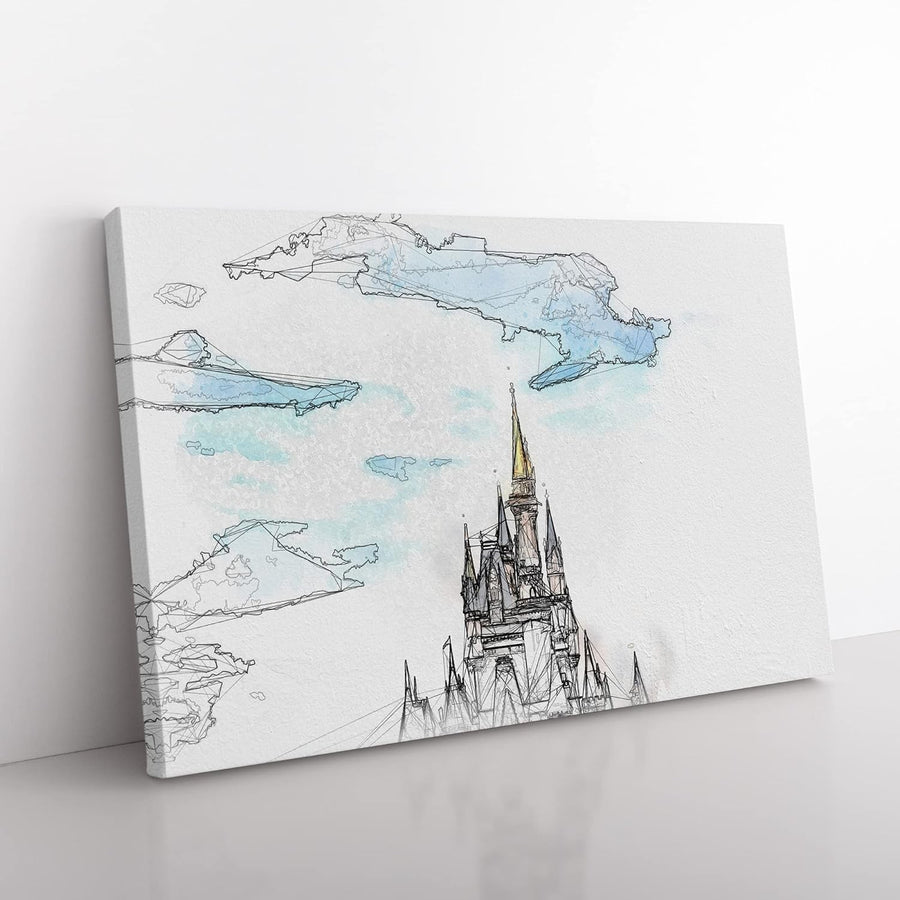Abstract Castle Canvas Wall Art 60x40cm Framed Ready to Hang