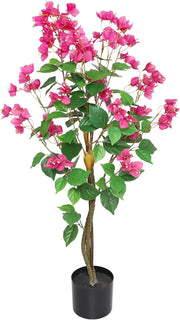 3.6FT Artificial Bougainvillea Tree Pink Floral Plant in Pot Home Decoration