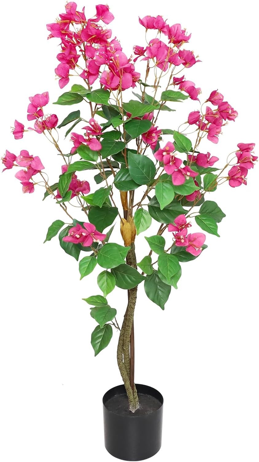 3.6FT Artificial Bougainvillea Tree Pink Floral Plant in Pot Home Decoration