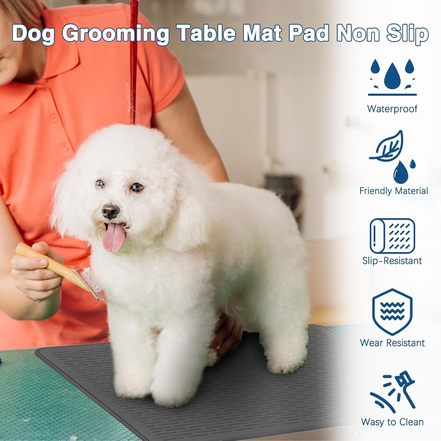 Dog Grooming Table Mat Non Slip Silicone Anti Fatigue Paw Protection