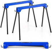 Folding Saw Horses Pair 227kg Each Heavy Duty Steel Trestles w/ Support Arms