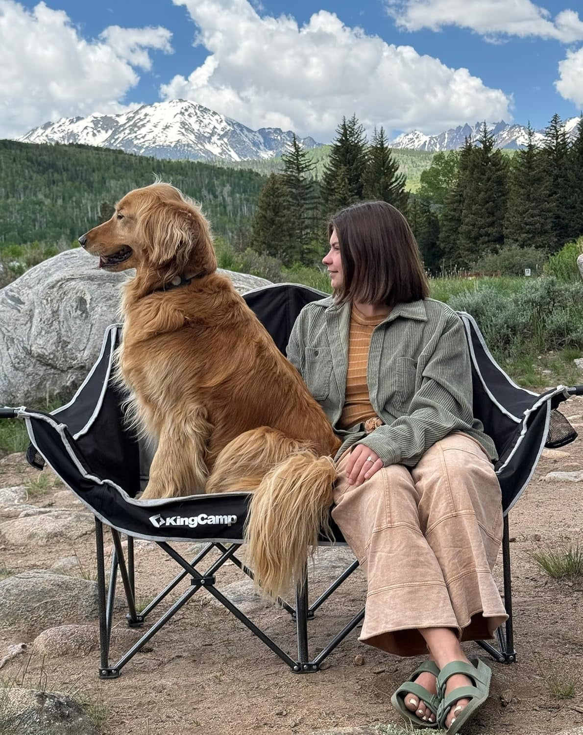 Folding 2-Seater Camping Chair Sofa 660lbs Padded w/ Cup Holders Outdoor