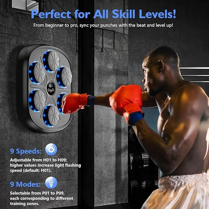 Smart Music Boxing Wall Trainer LED Reaction Target Home Gym Punch Pad