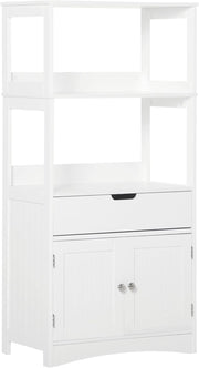 White Freestanding Bathroom Storage Cabinet with Shelves Drawer Doors