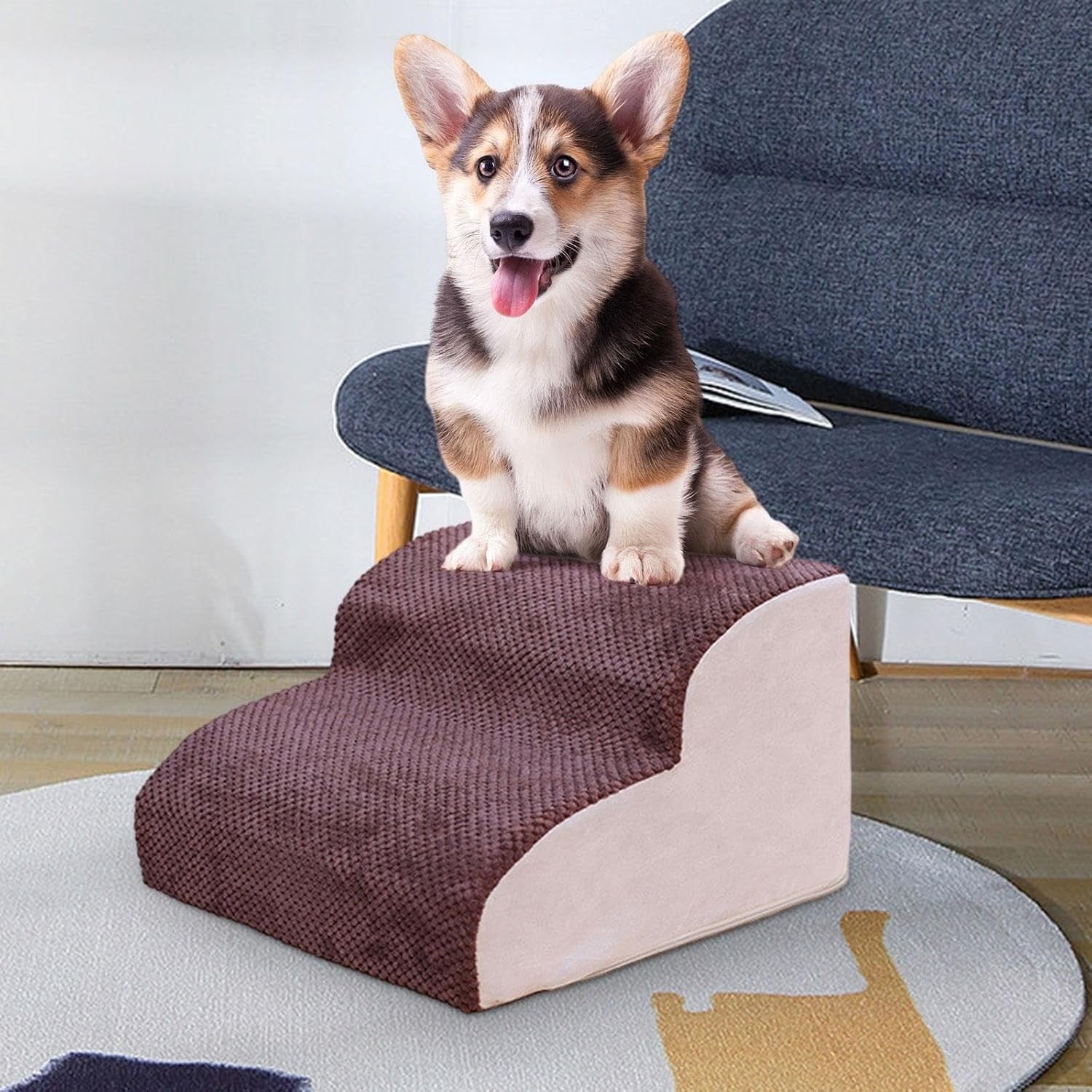 AHWAO 2-Step Dog Stairs Small Dogs & Puppies Sofa Ramp Non-Slip
