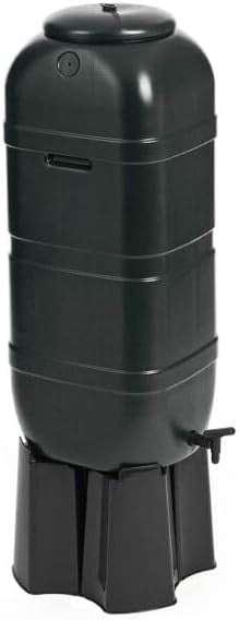 100L Slimline Water Butt Kit With Stand & Downpipe Filler Black Rain Collector