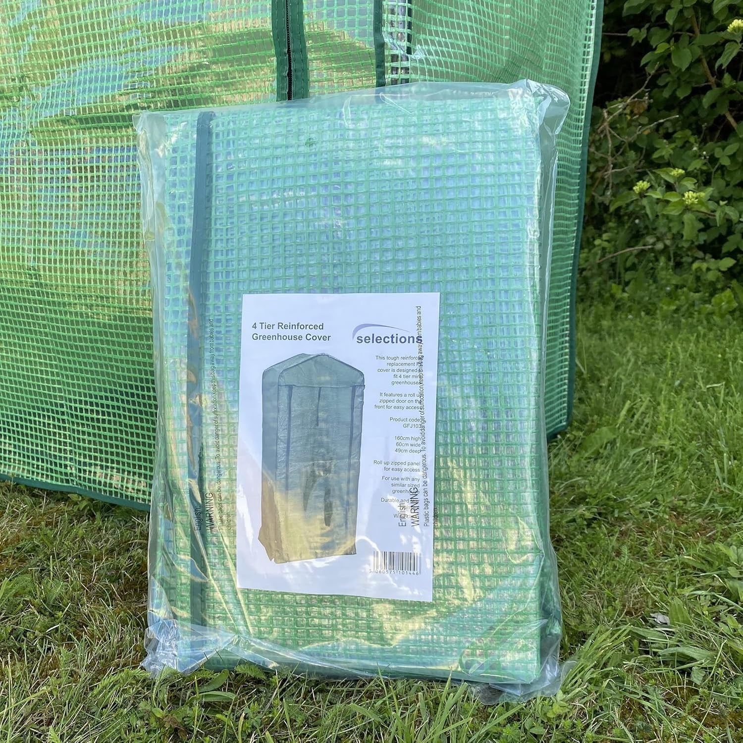 4 Tier Reinforced Greenhouse Cover Heavy Duty with Roll-Up Door 49x69x160cm