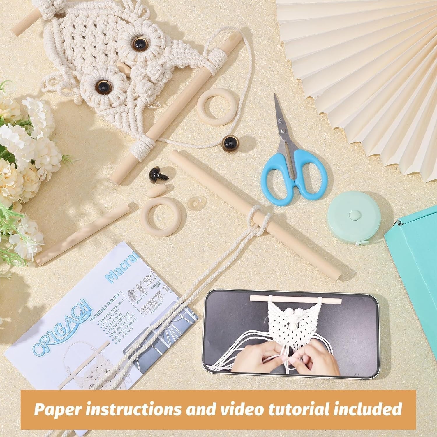 DIY Owl Macrame Wall Hanging Kit Handmade Boho Home Decor