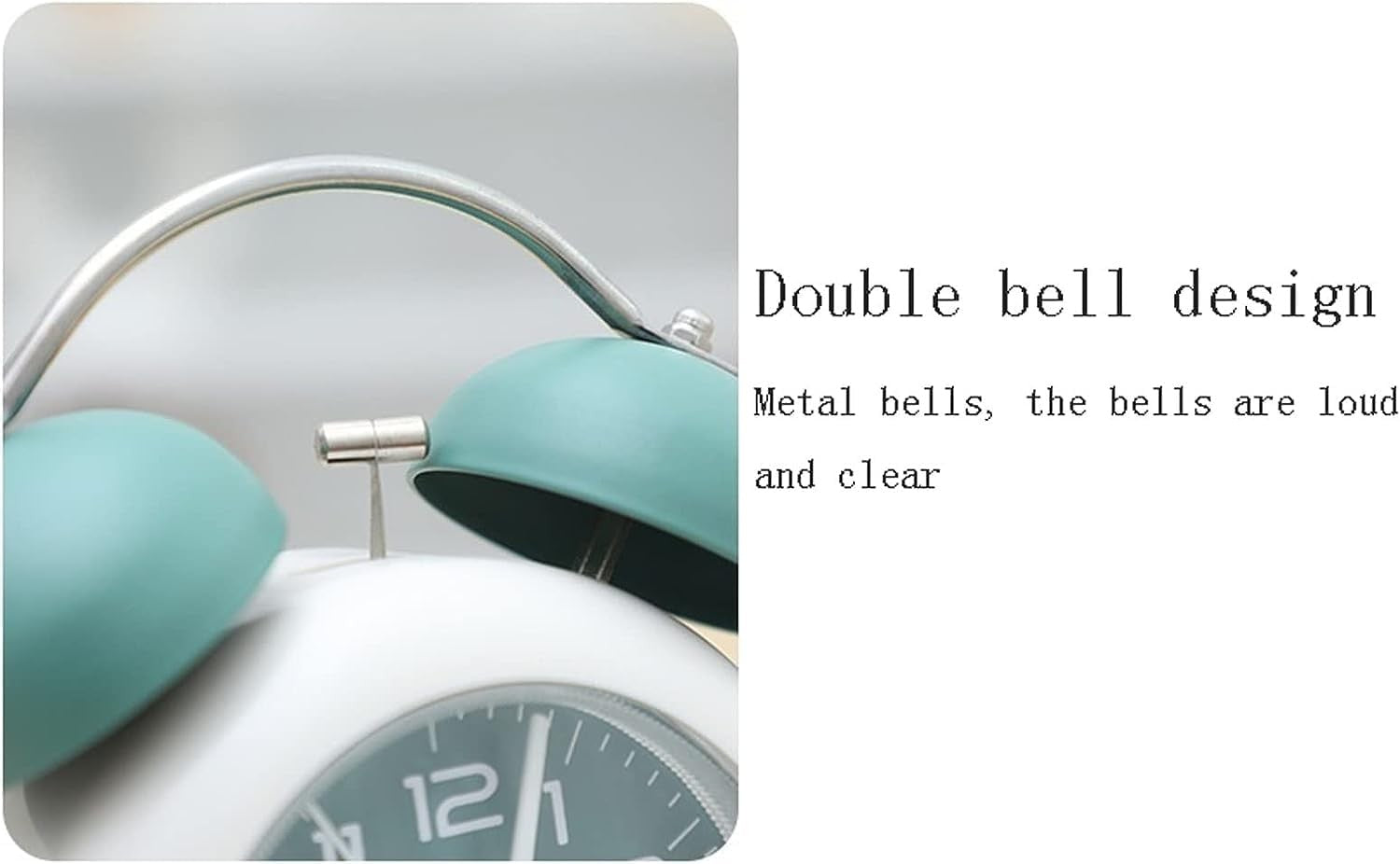 Vintage Twin Bell Alarm Clock Loud Silent Non-Ticking Bedside Brown Cream