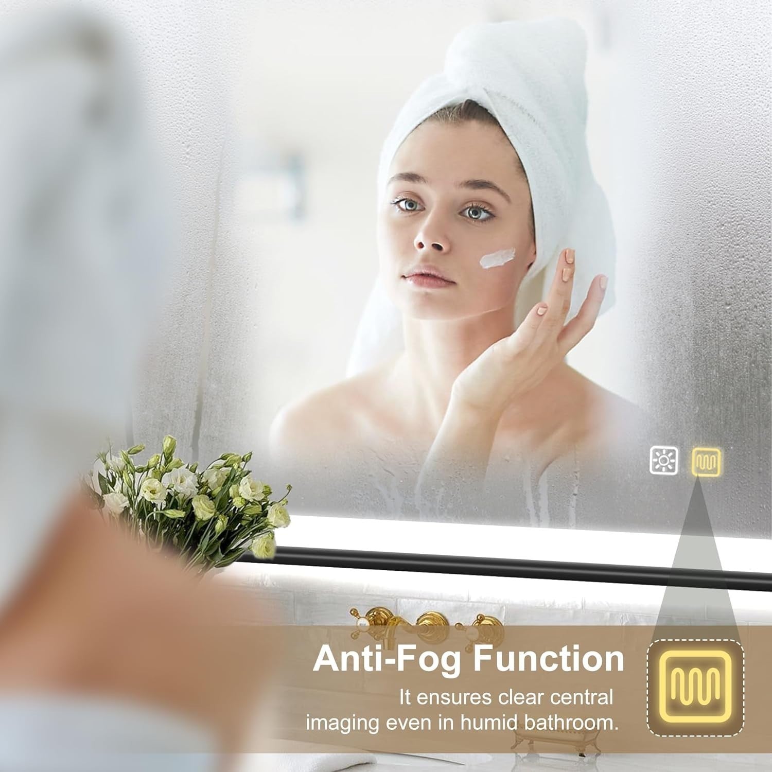 LED Bathroom Mirror 100x70cm Anti-Fog, Dimmable, Waterproof, Memory Function