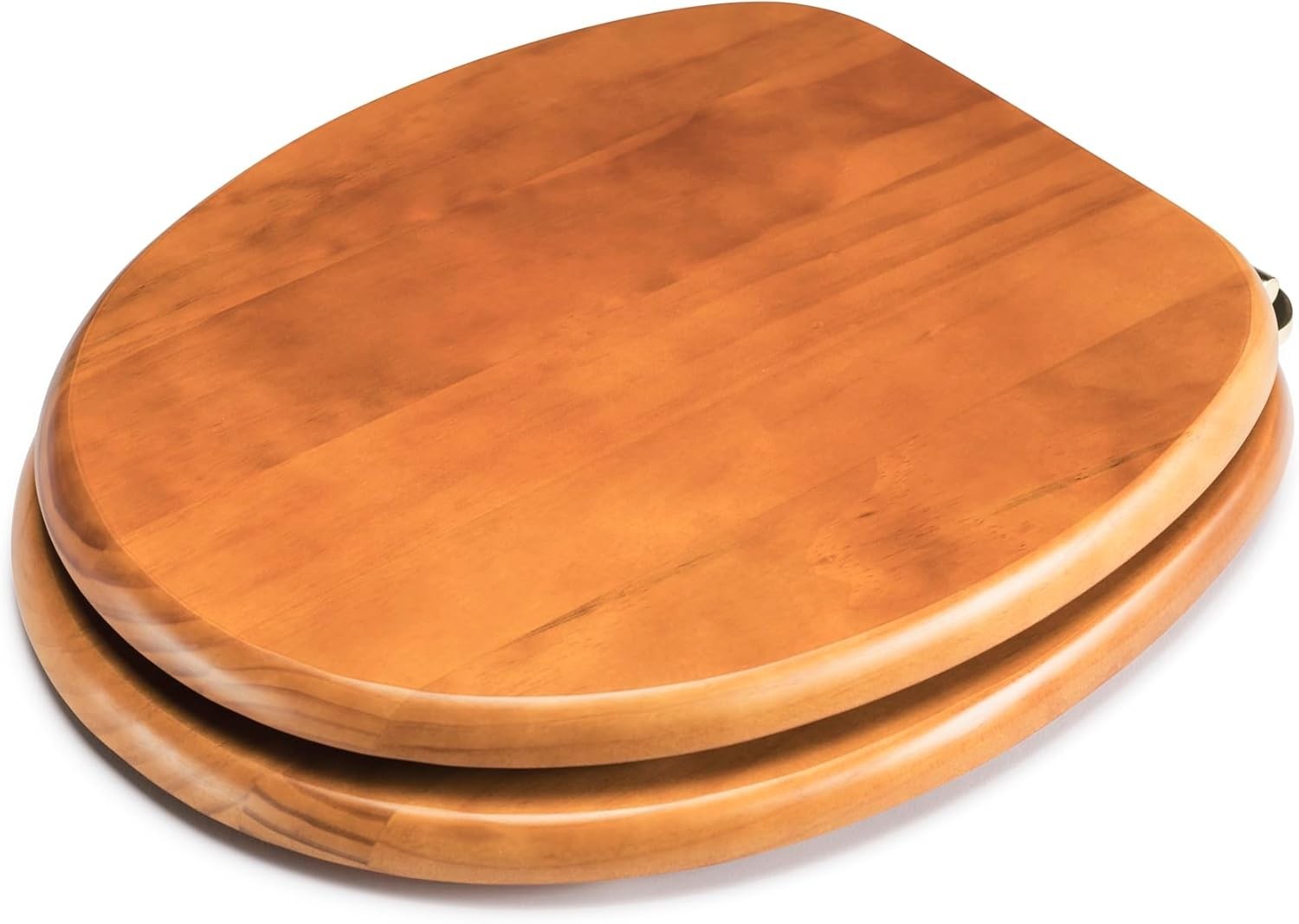 Antique Solid Pine Toilet Seat Oval Wood Adjustable Brass Hinges 48x38cm
